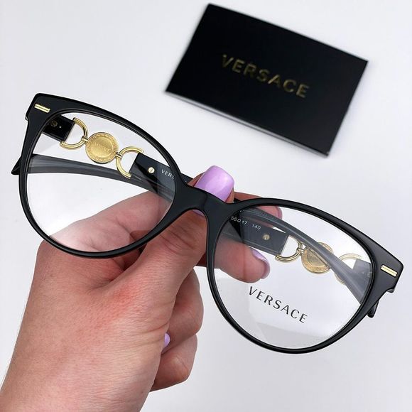 Versace VE3334 GB1 Eyeglasses Black Gold Cat Eye Women - Picture 3 of 13